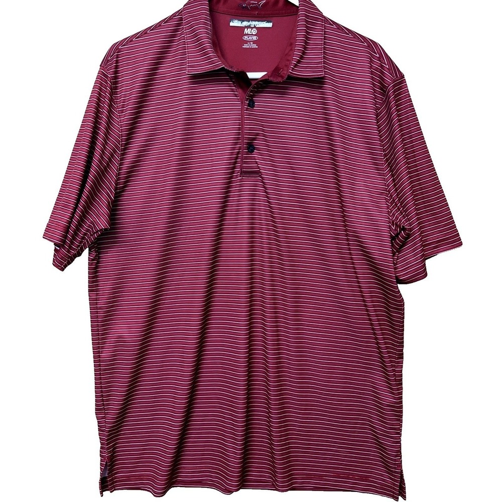 Greg Norman Playdry ML75 Polo Shirt Men's Size L Plum Striped‎ Performance